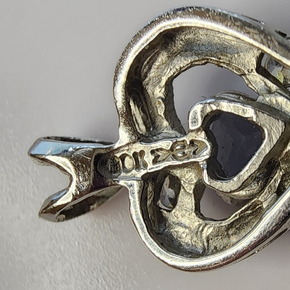 10k White Gold Tanzanite and CZ Heart Pendant - Picture 6 of 10
